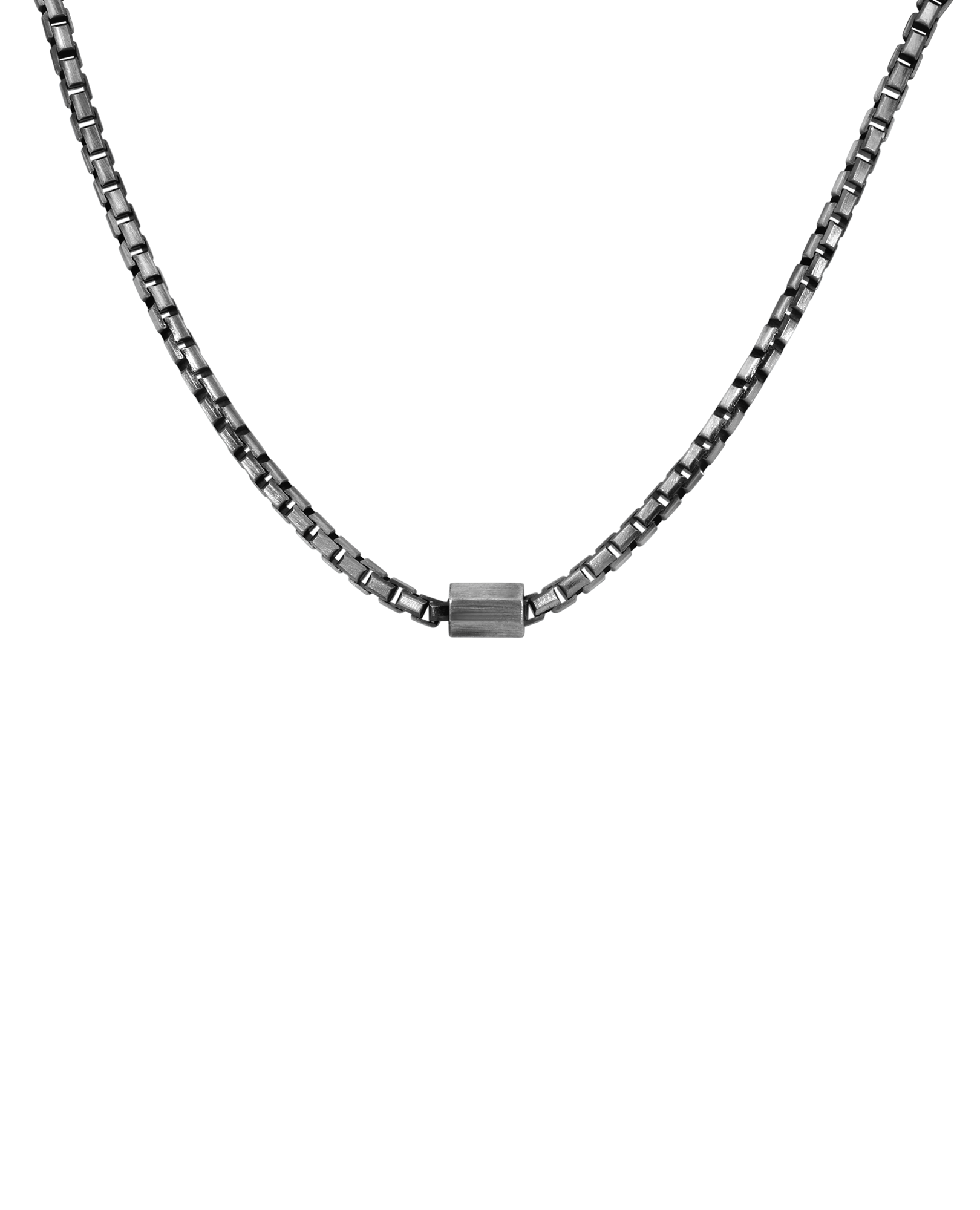 18" Brushed Gunmetal Box Chain | Silver