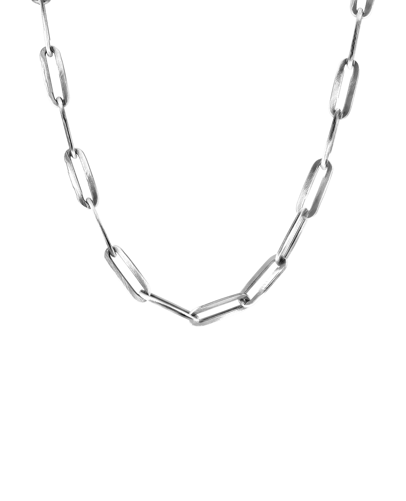 24" Brushed Gunmetal Paperclip Chain | Silver