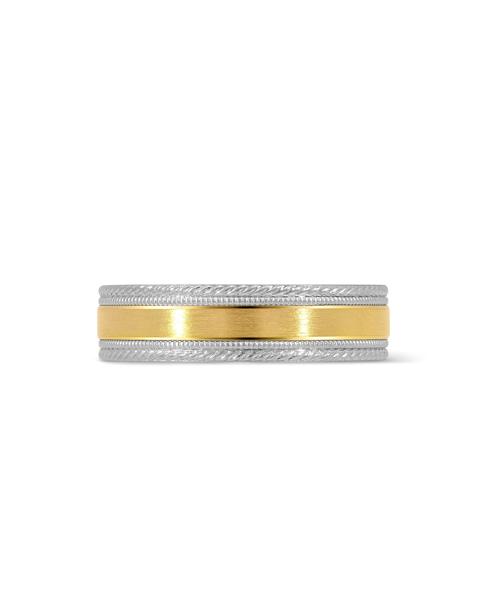 6MM Wedding band | 14kt White & Yellow Gold