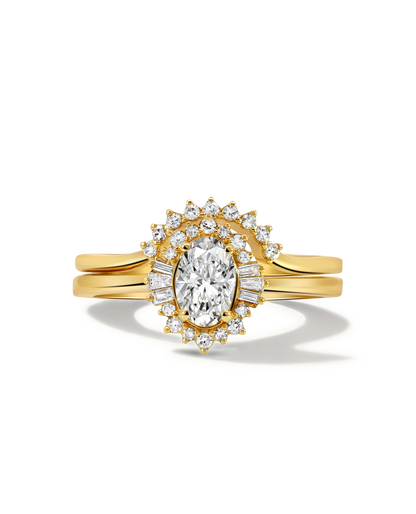 Bridal Set .70 Carat TW Oval Diamond | 14kt Yellow Gold