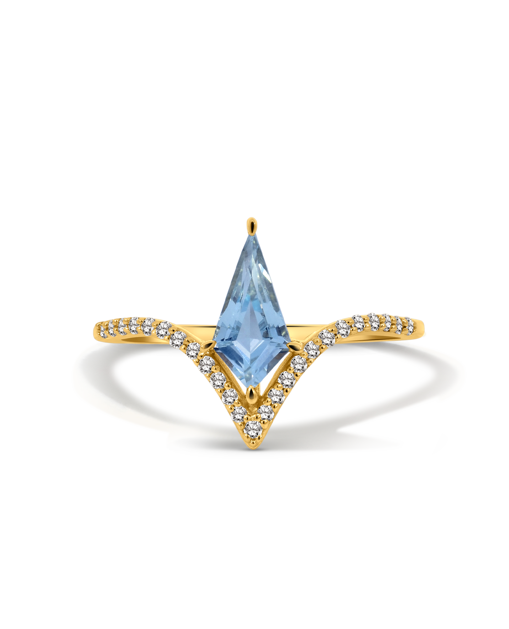 Chevron Aquamarine Ring & .13 Carat TW Diamond | 14kt Yellow Gold