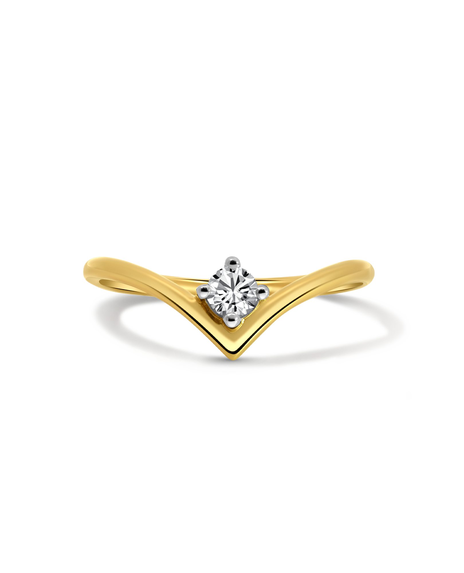 Chevron Solitaire Ring .15 Carat TW Diamond | 10kt Yellow Gold