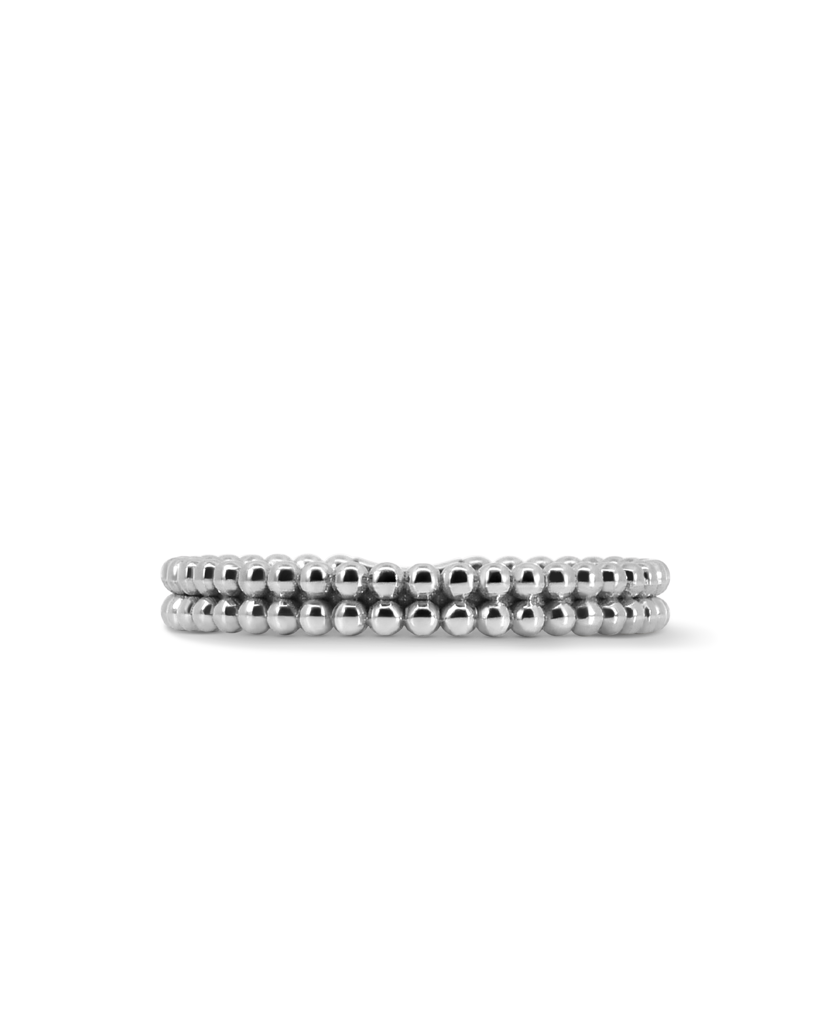 Double Beaded Stacking Ring | 10kt White Gold