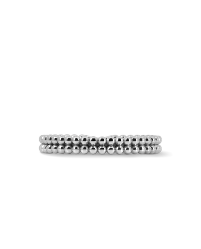 Double Beaded Stacking Ring | 10kt White Gold