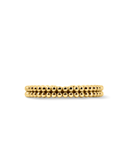 Double Beaded Stacking Ring | 10kt Yellow Gold