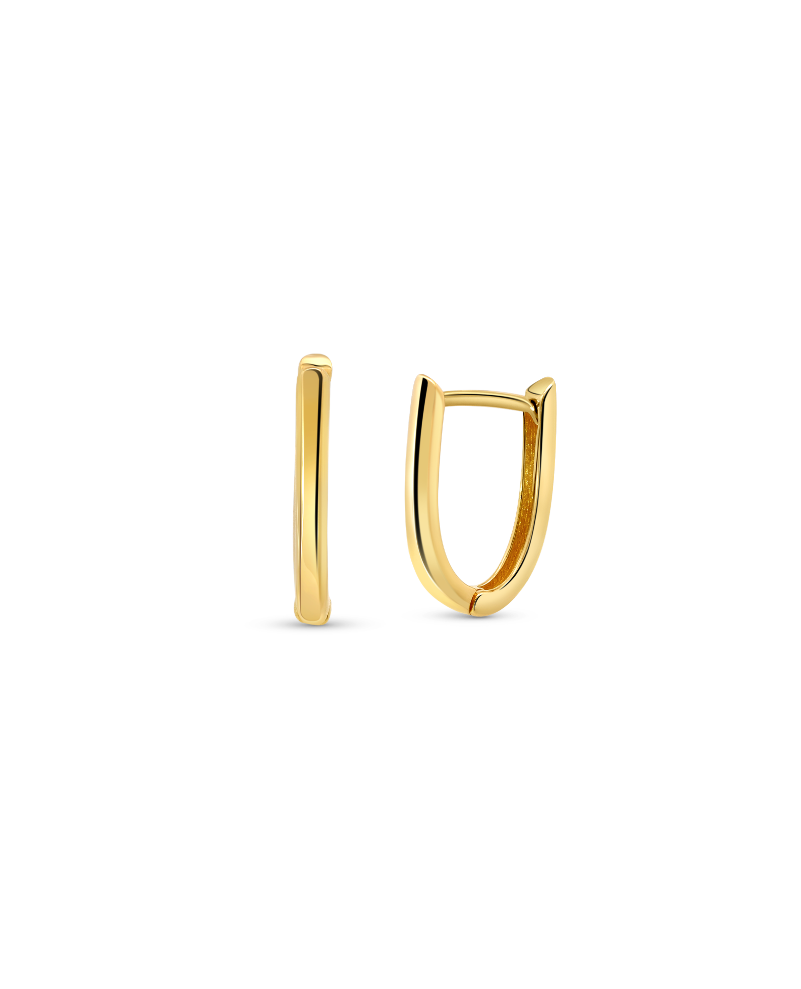 Elongated Huggie Hoop Earrings | 10kt Yellow Gold