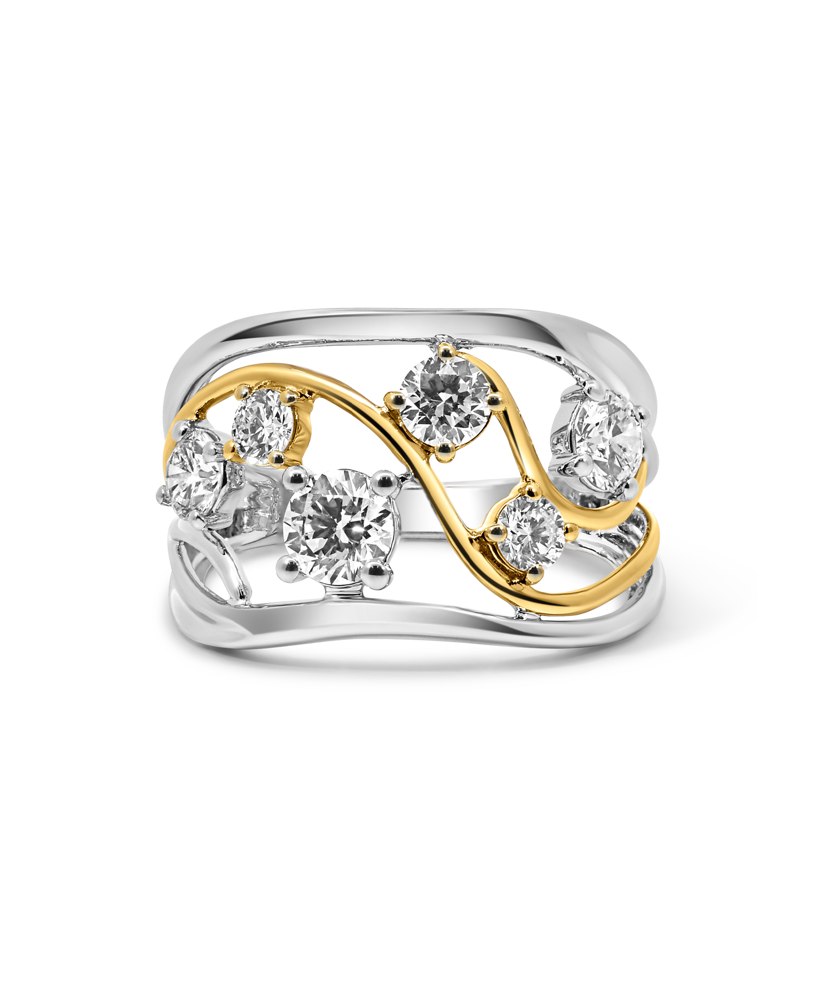 Fashion Ring 1.25 Carat TW Lab-grown Diamond | 14kt White & Yellow Gold