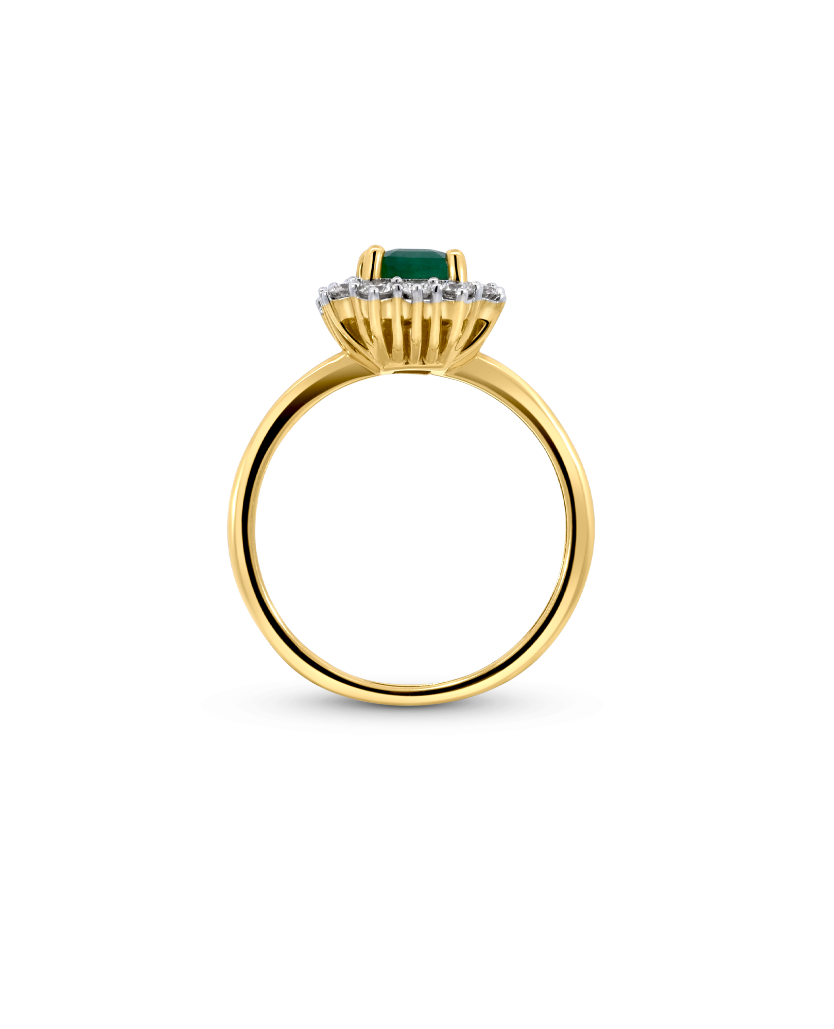 Halo Emerald Ring & .45 Carat TW Diamond | 14kt Yellow Gold