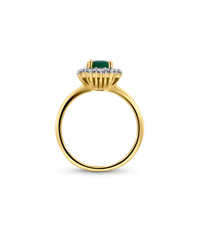 Halo Emerald Ring & .45 Carat TW Diamond | 14kt Yellow Gold