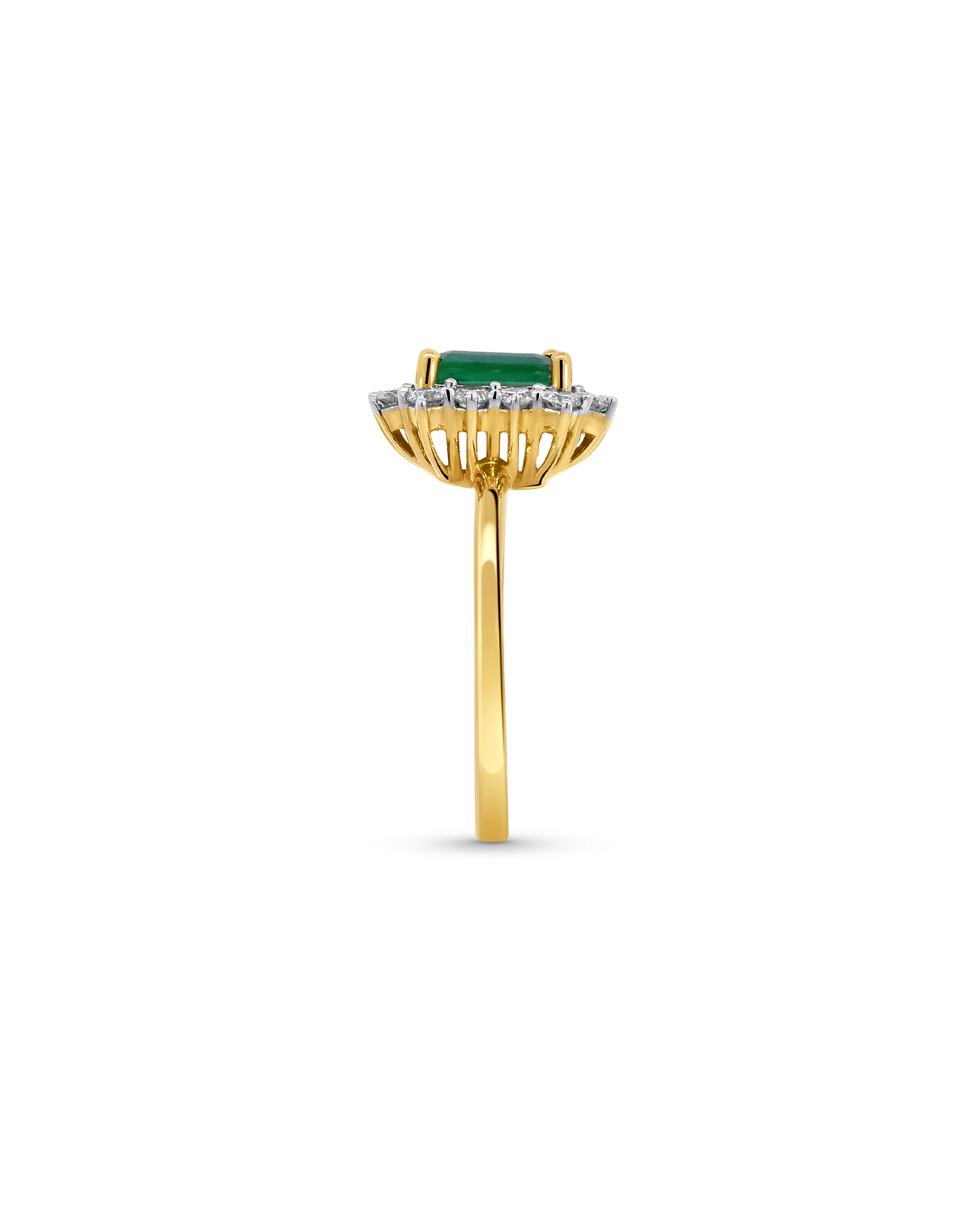 Halo Emerald Ring & .45 Carat TW Diamond | 14kt Yellow Gold