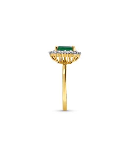 Halo Emerald Ring & .45 Carat TW Diamond | 14kt Yellow Gold