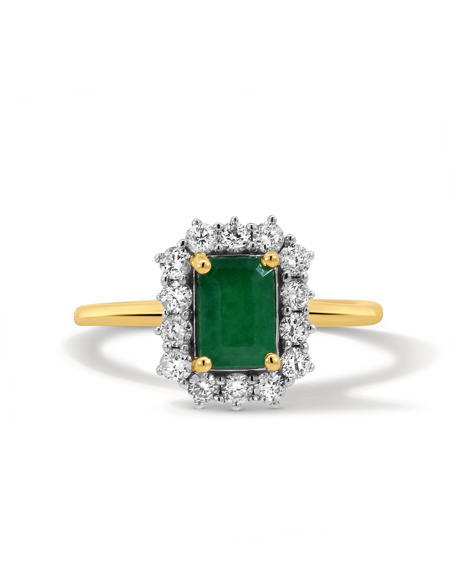 Halo Emerald Ring & .45 Carat TW Diamond | 14kt Yellow Gold