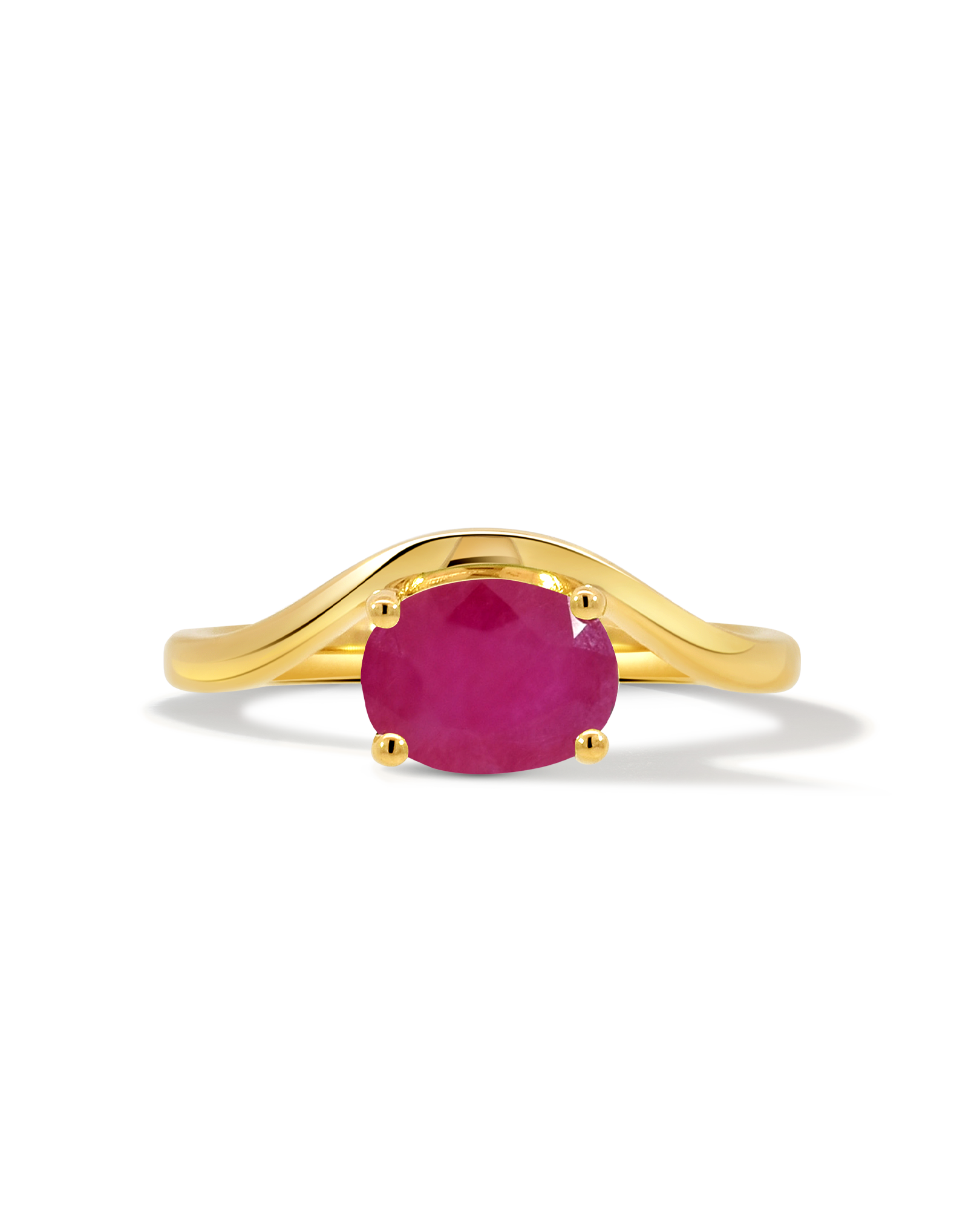 Solitaire Chevron Ruby Ring | 14kt Yellow Gold