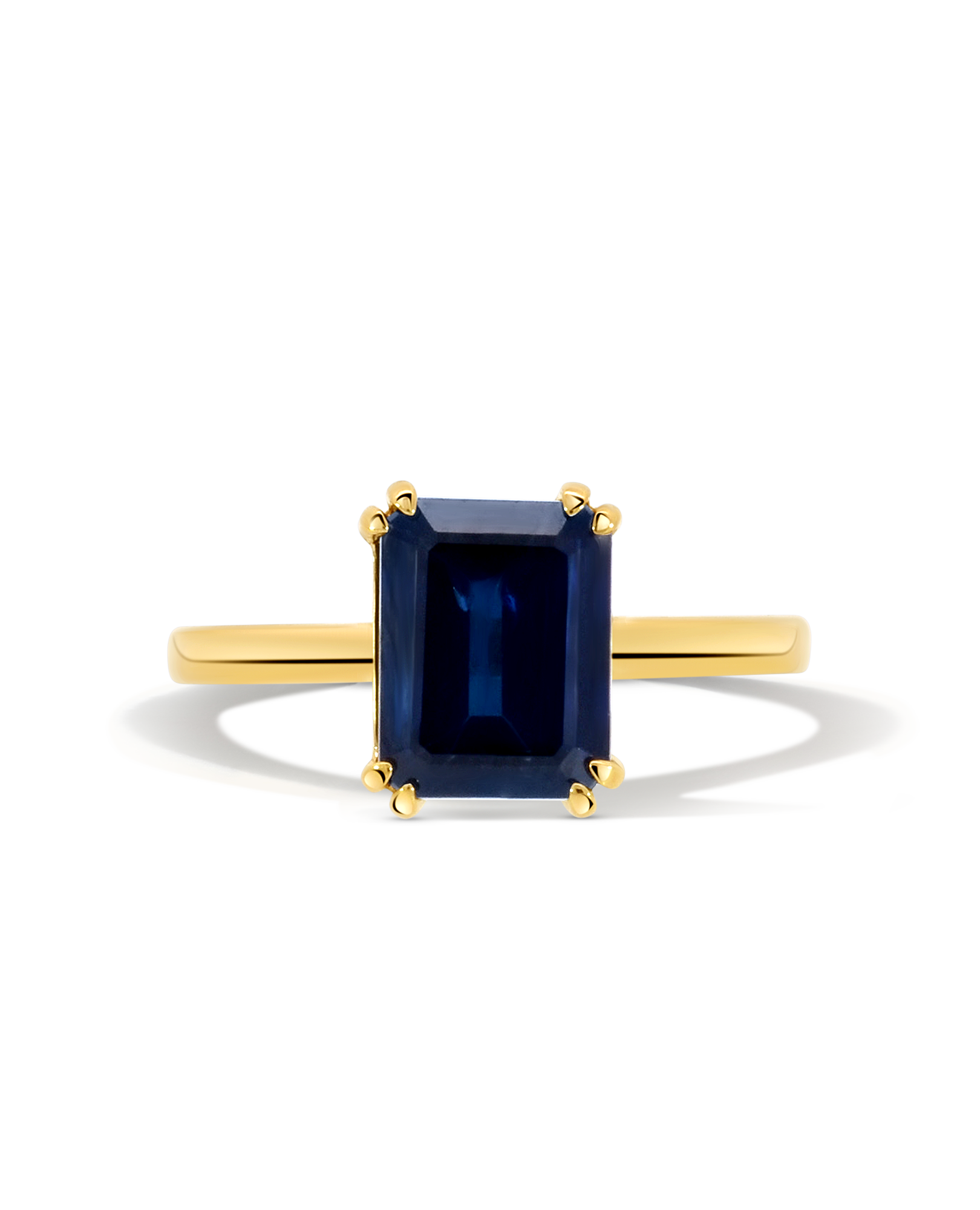 Solitaire Blue Sapphire Ring | 14kt Yellow Gold