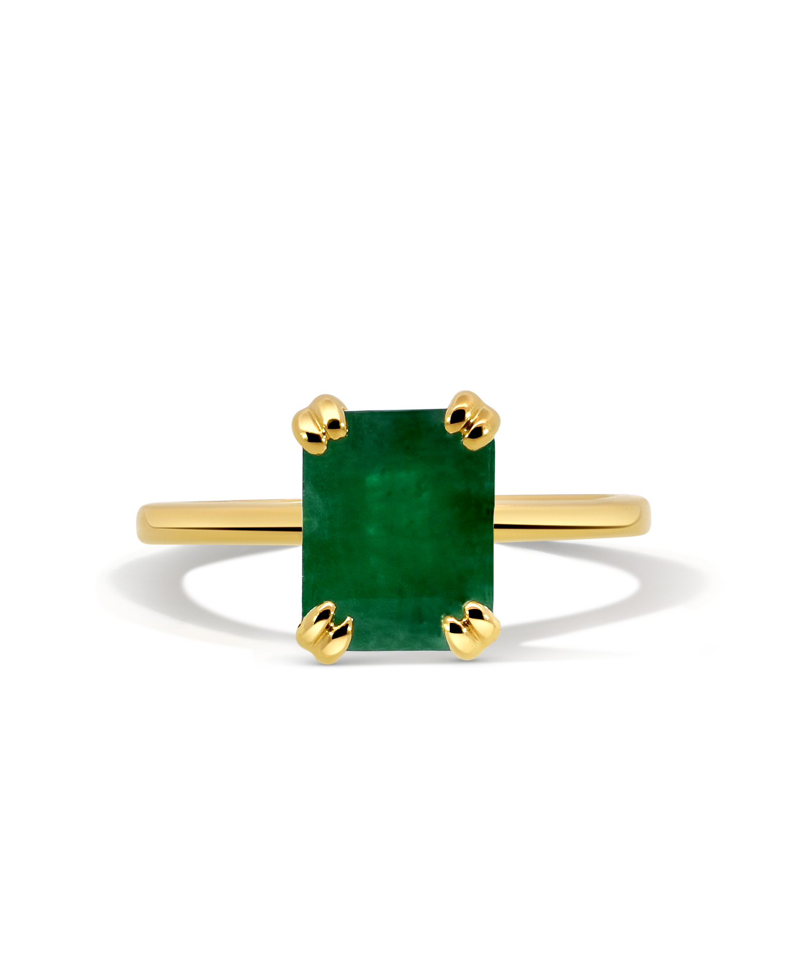 Solitaire Emerald Ring | 14kt Yellow Gold