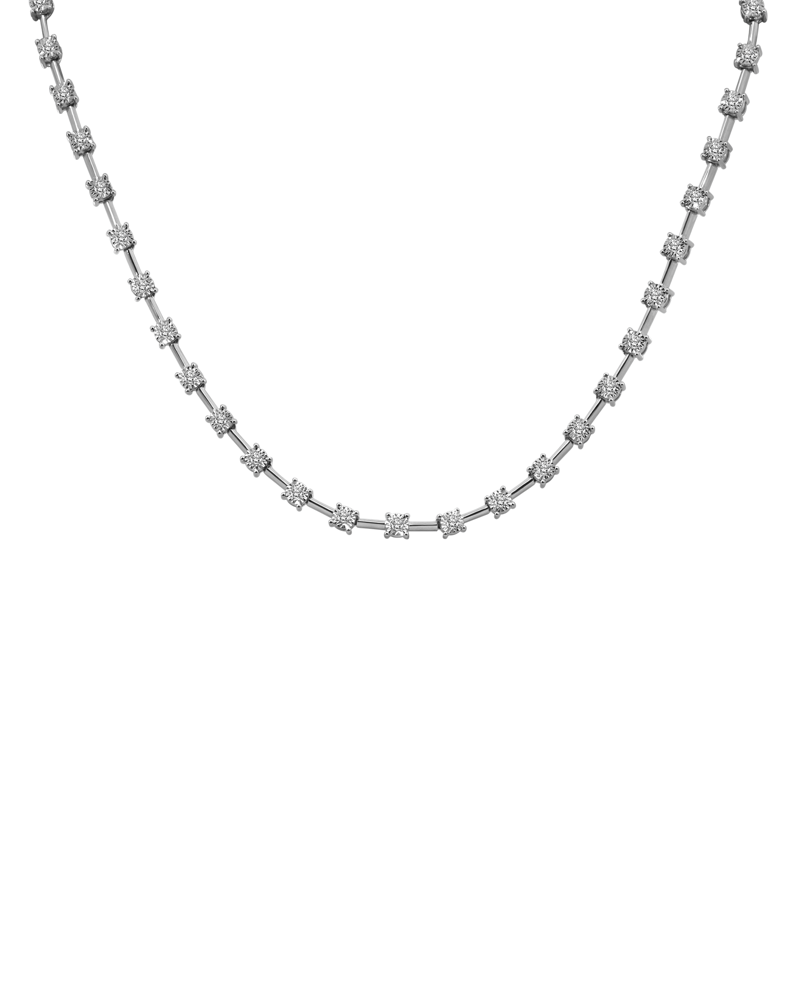 Station Tennis Necklace .50 Carat TW Diamond | 14kt White Gold