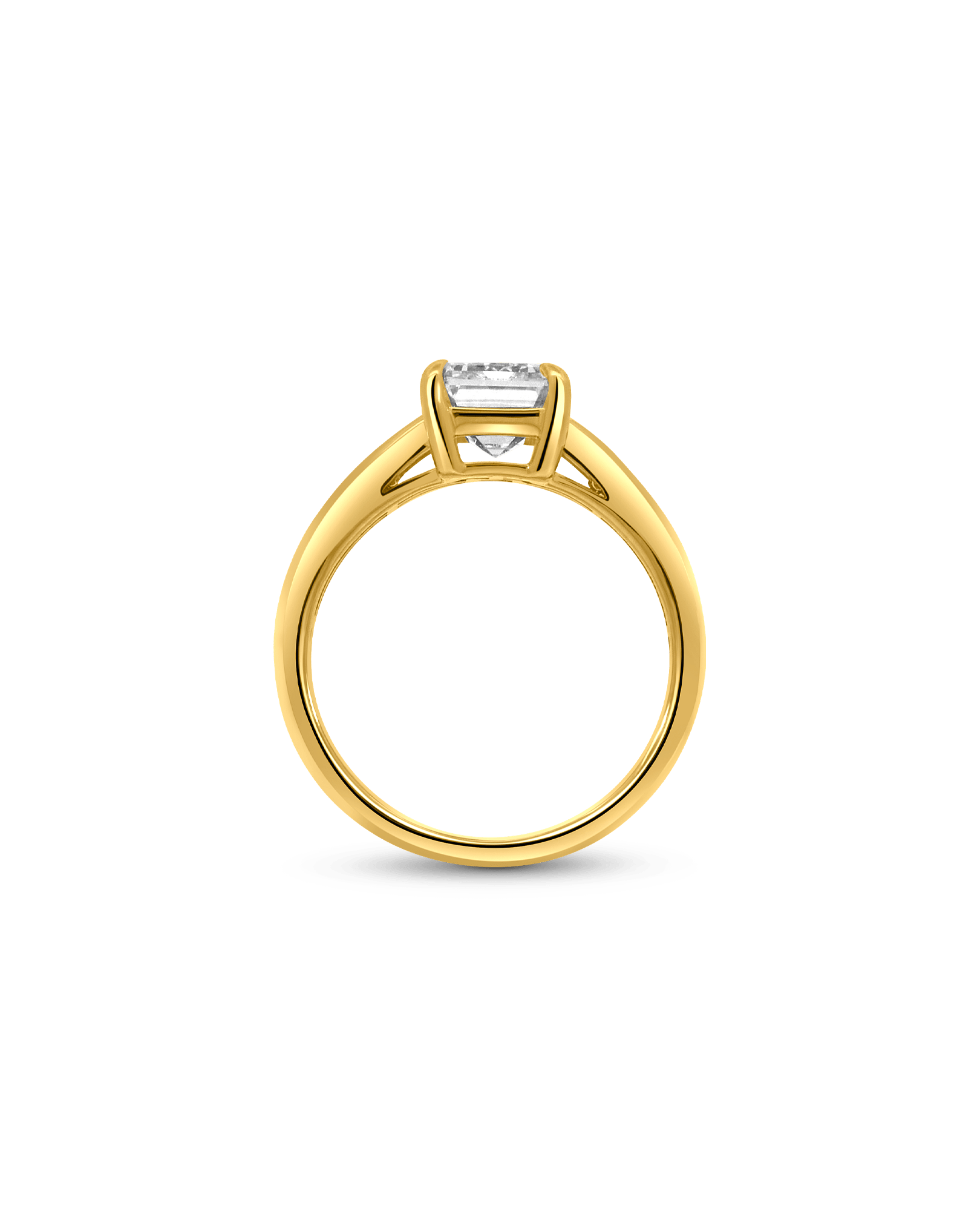 Engagement Ring 3.47 Carat TW Lab-grown Emerald Cut and Baguette Diamond | 14kt Yellow Gold