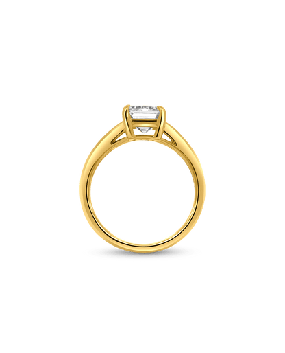 Engagement Ring 3.47 Carat TW Lab-grown Emerald Cut and Baguette Diamond | 14kt Yellow Gold